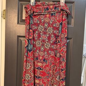 LuLaRoe Red and Blue Paisley Maxi Skirt